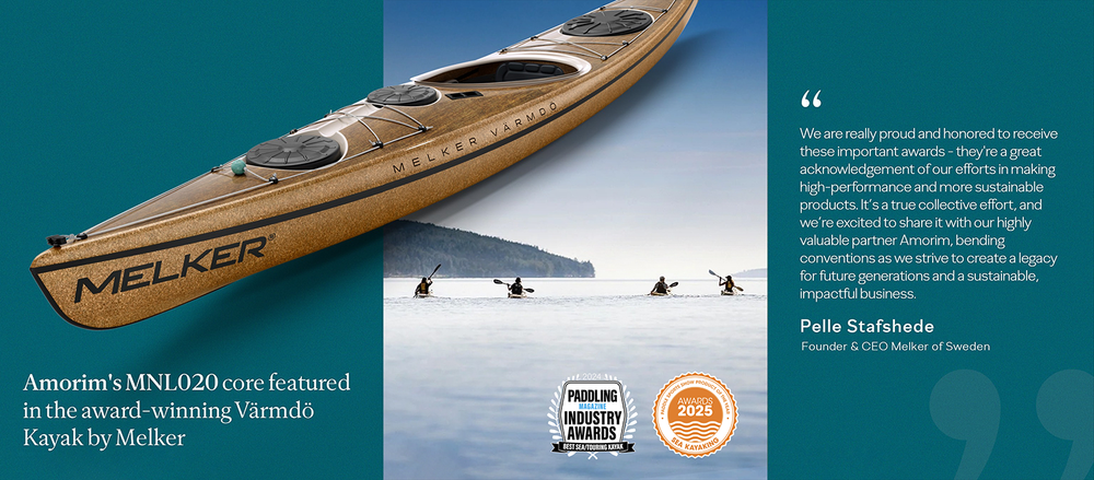 Värmdö kayak sets a new standard for sustainable design in water sports, with cork innovation at its core