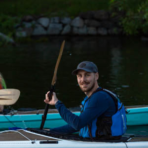 Happy person in a kayak